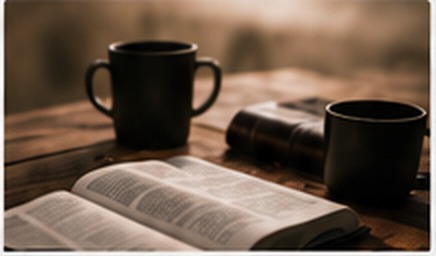 Open Bible with coffee